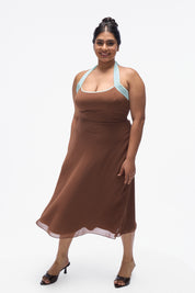 Agnis- Mocha Brown with Aqua Blue Contrast