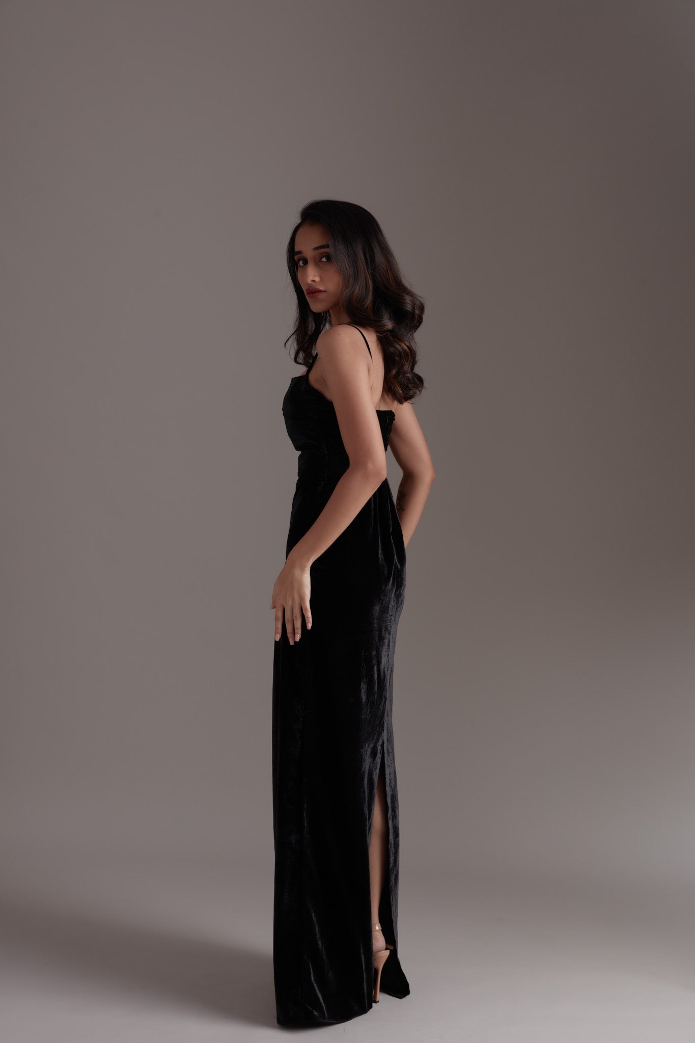 Nadira- Black Velvet Gown